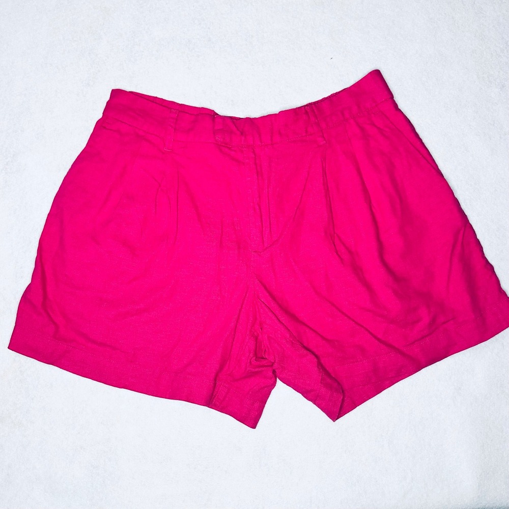 A New Day Hot Pink Linen Blend Pleated Shorts Size 14‎ Casual Summer